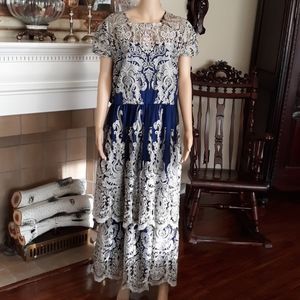 Twin layer blue and gold dress